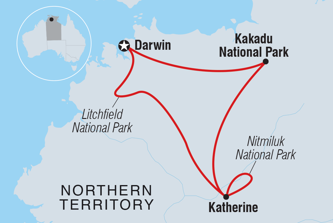 Top End & Kakadu Adventure Itinerary Map