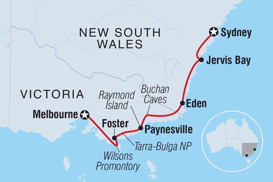 Melbourne to Sydney Adventure route map
