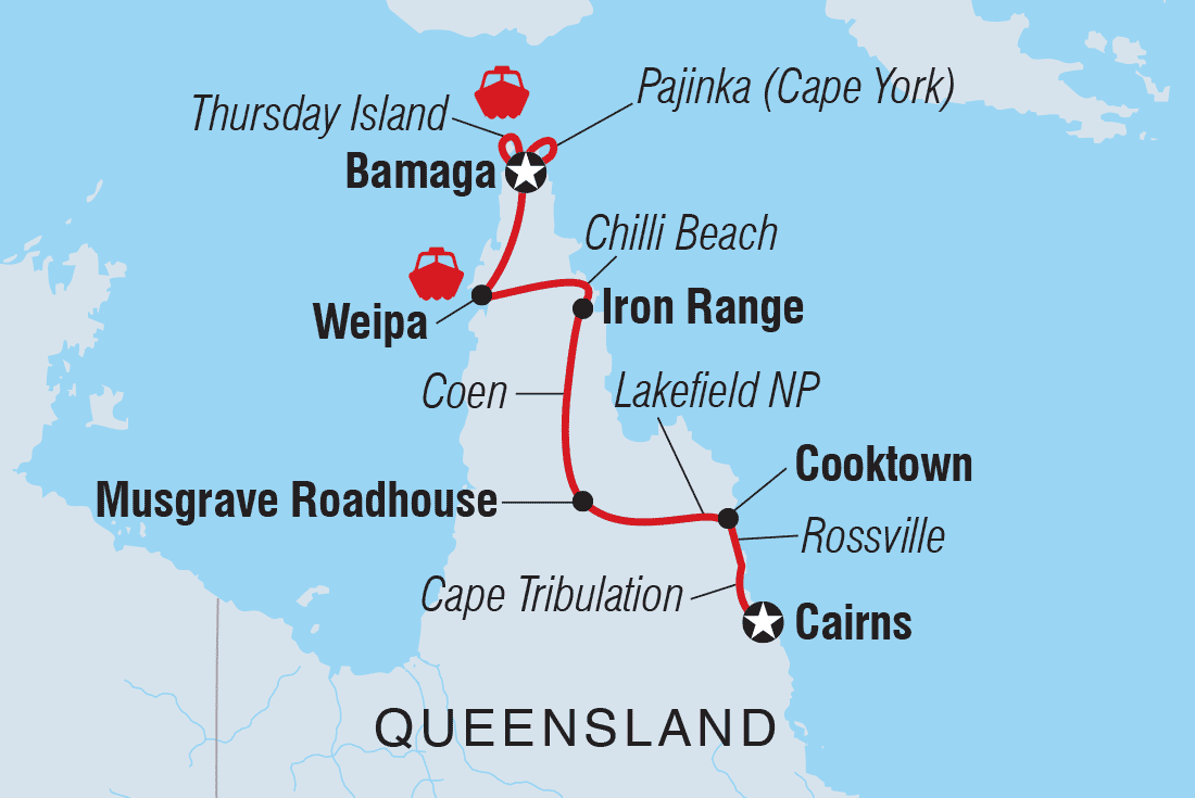 Cape York & Torres Strait Adventure route map