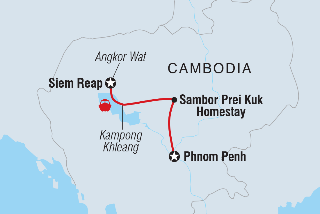 Cambodia: Women's Expedition route map