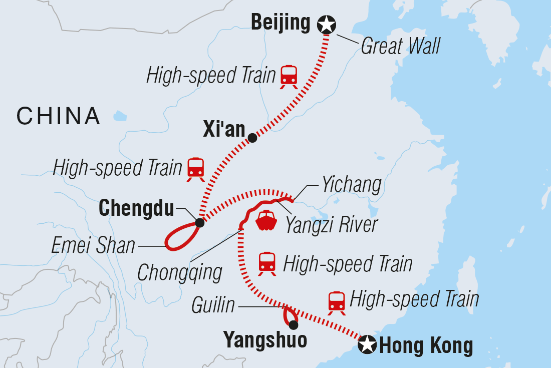 China Experience Itinerary Map