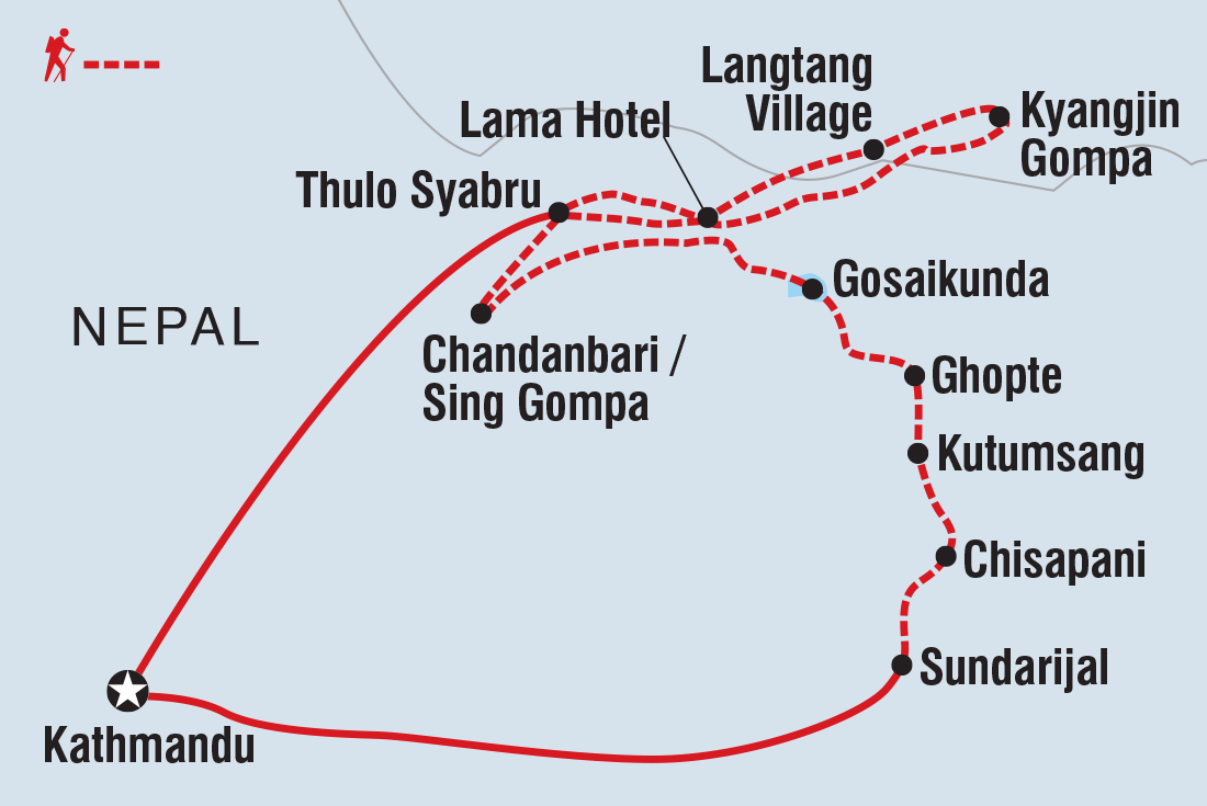 Langtang, Gosaikunda & Helambu Trek Itinerary Map