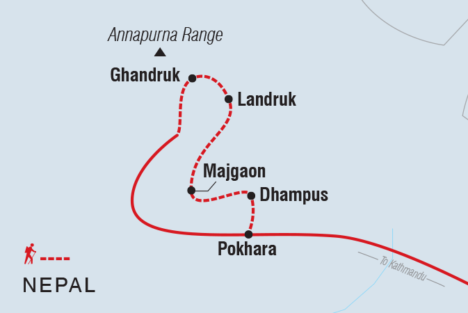 Premium Hiking and Trekking in Nepal's Annapurna region Itinerary Map