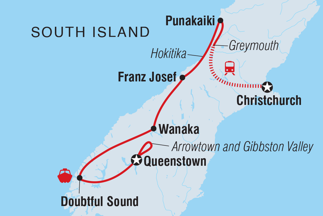 Premium New Zealand South Island Itinerary Map