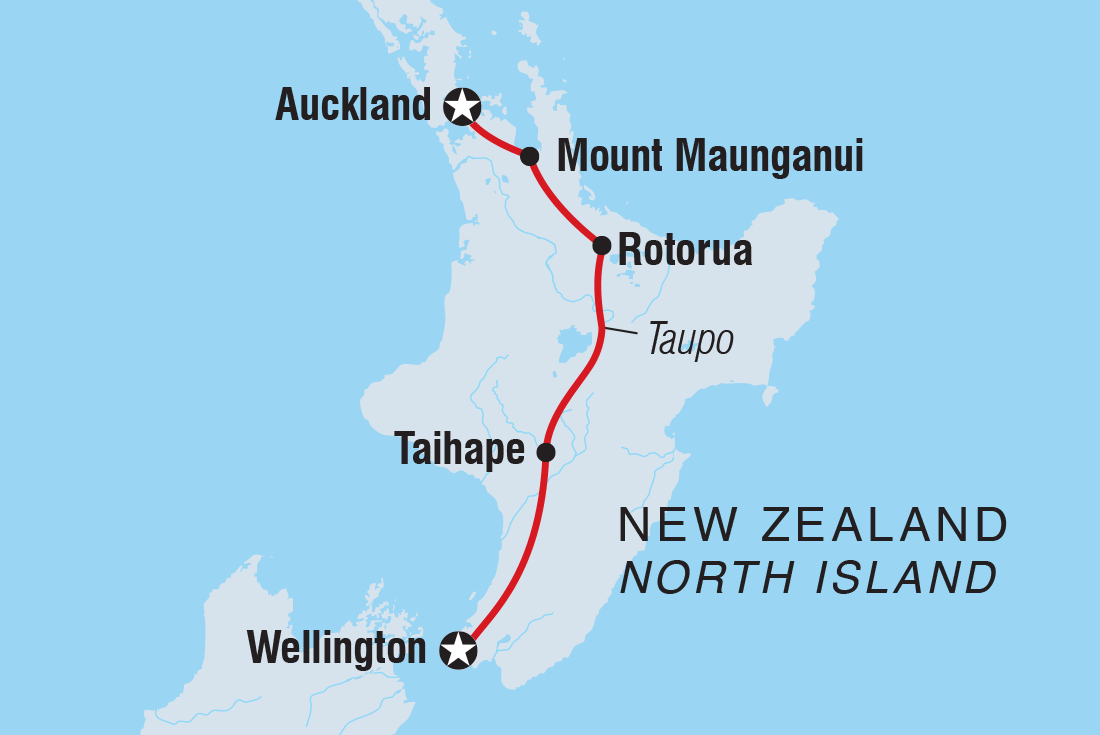 18 to 35s One Week in New Zealand: North Island route map