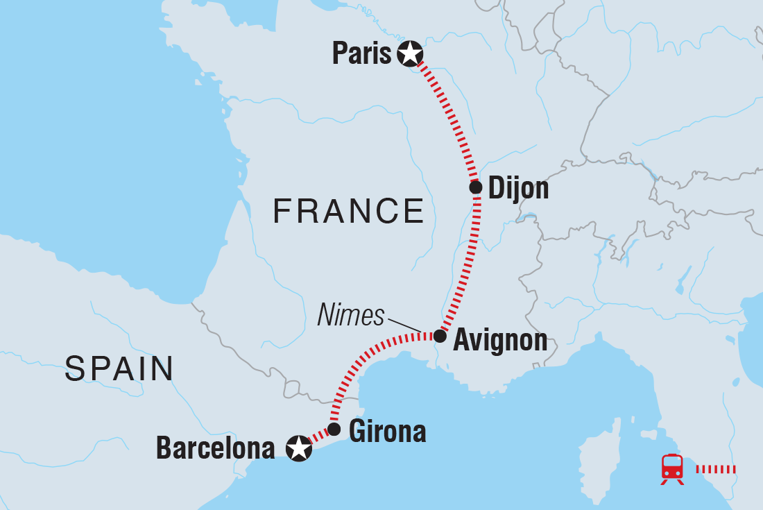 Barcelona to Paris Itinerary Map