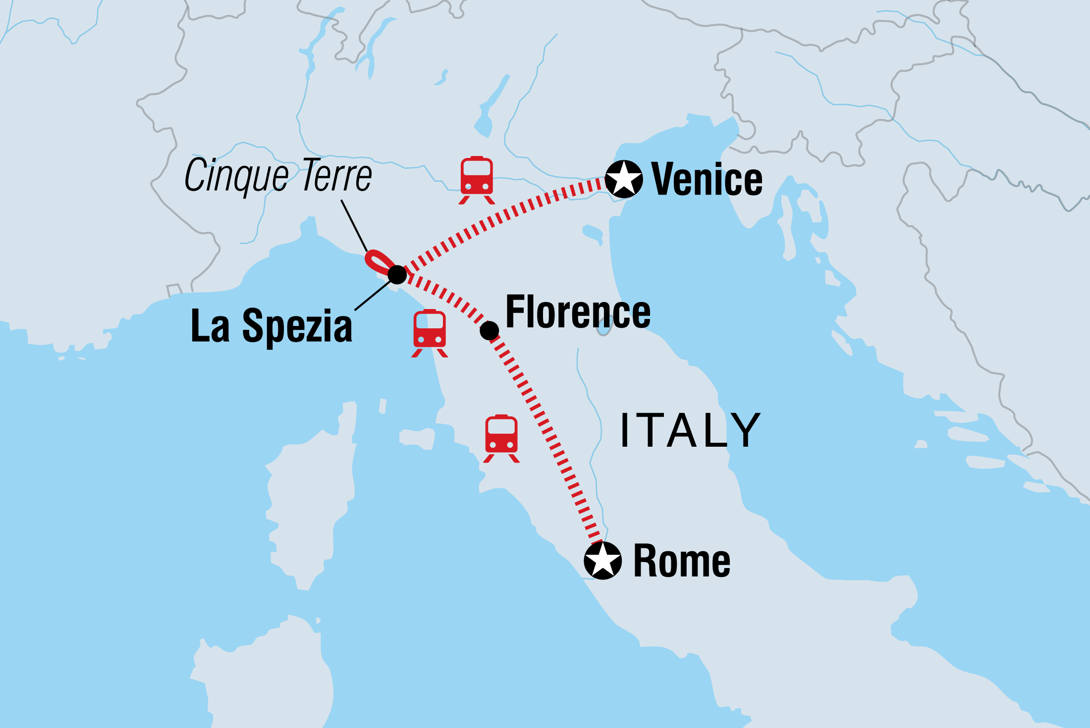 Highlights of Italy Itinerary Map