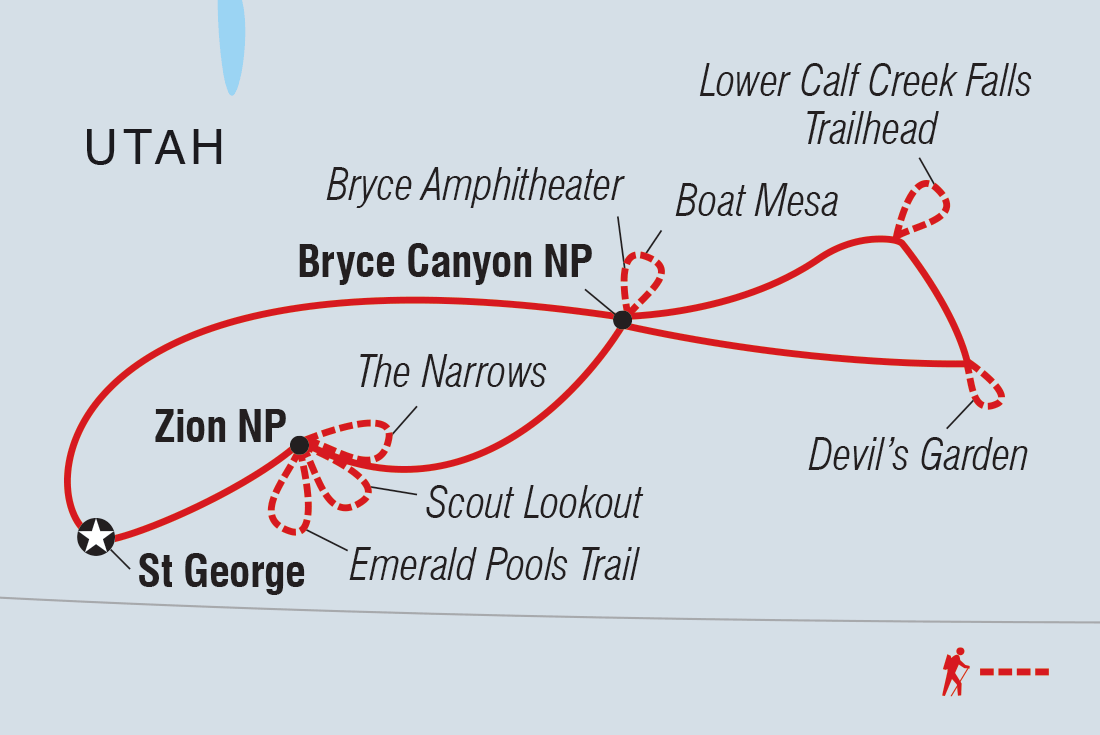 Hiking and Camping in Utah route map