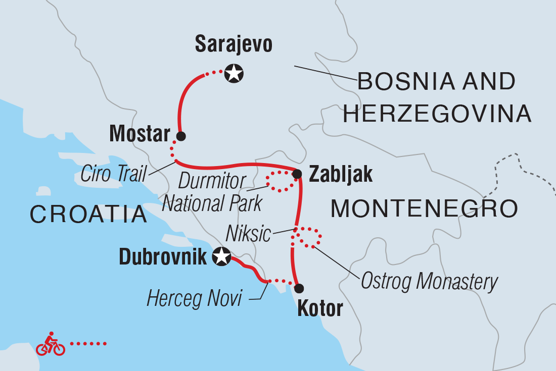 Cycle the Balkans Itinerary Map