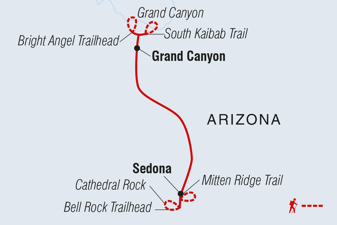 Hiking in Sedona and the Grand Canyon route map