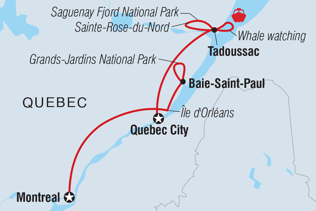 Discover Quebec route map