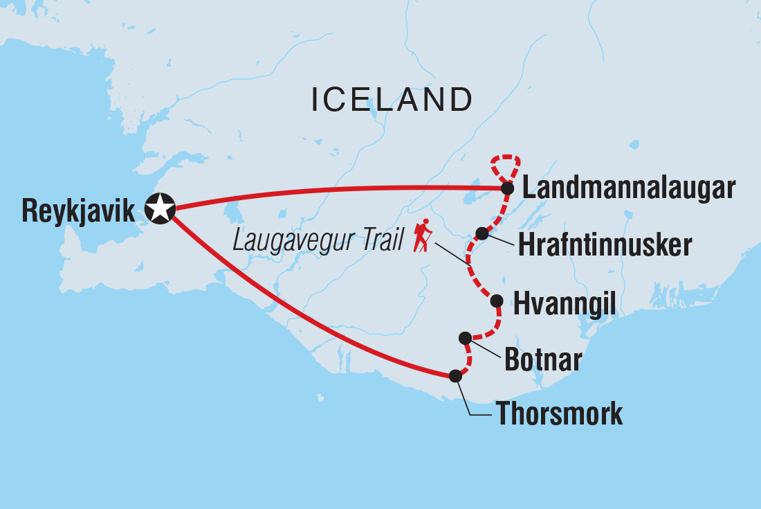 Iceland's Laugavegur Trail Itinerary Map
