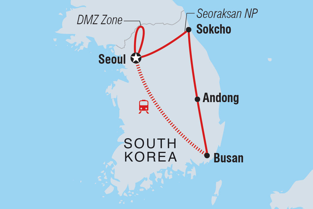 South Korea Highlights route map