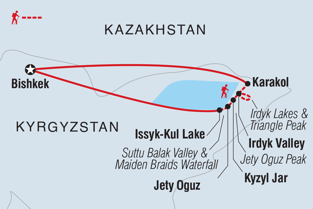 Kyrgyzstan: Trekking the Tien Shan Trails Itinerary Map