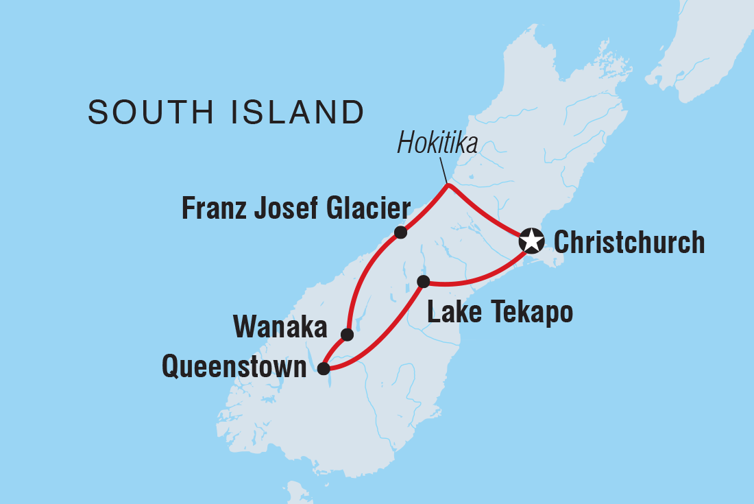 New Zealand South Island Express Itinerary Map