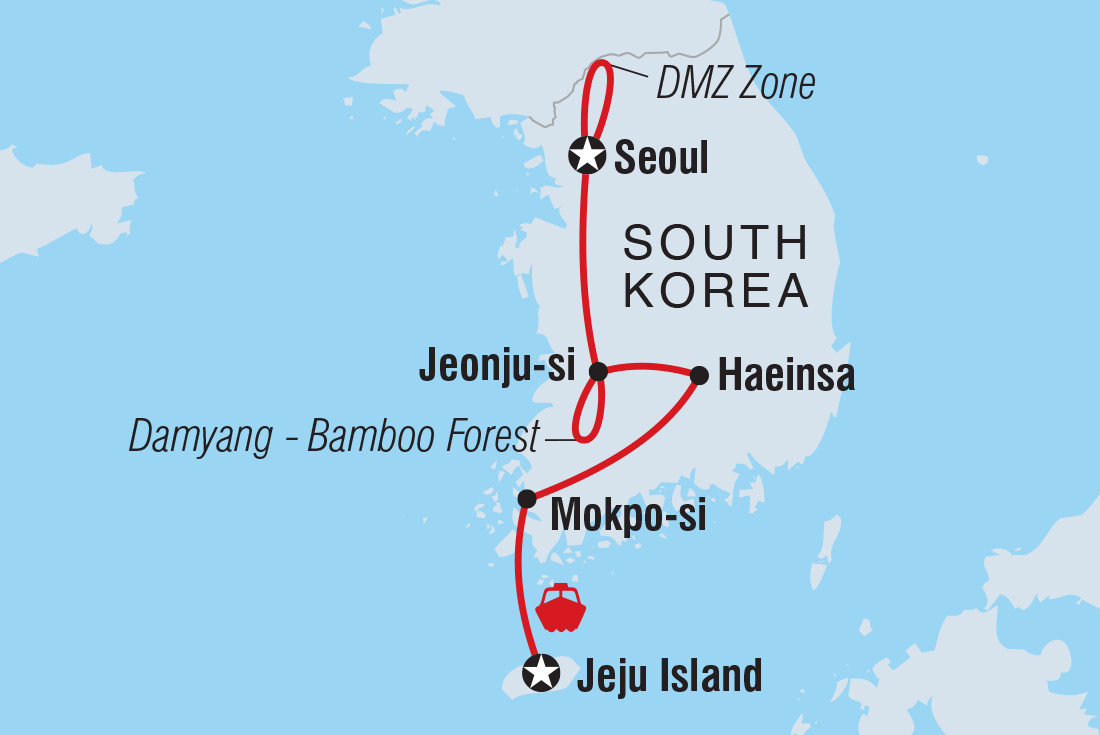 Premium South Korea route map