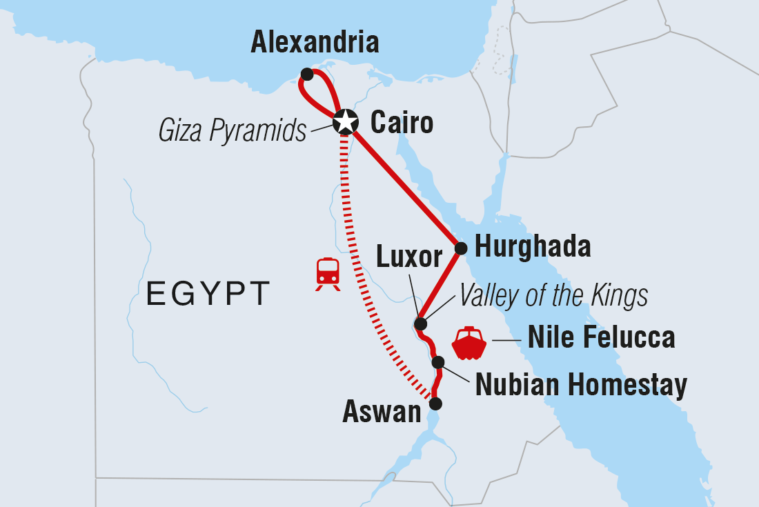 Explore Egypt route map
