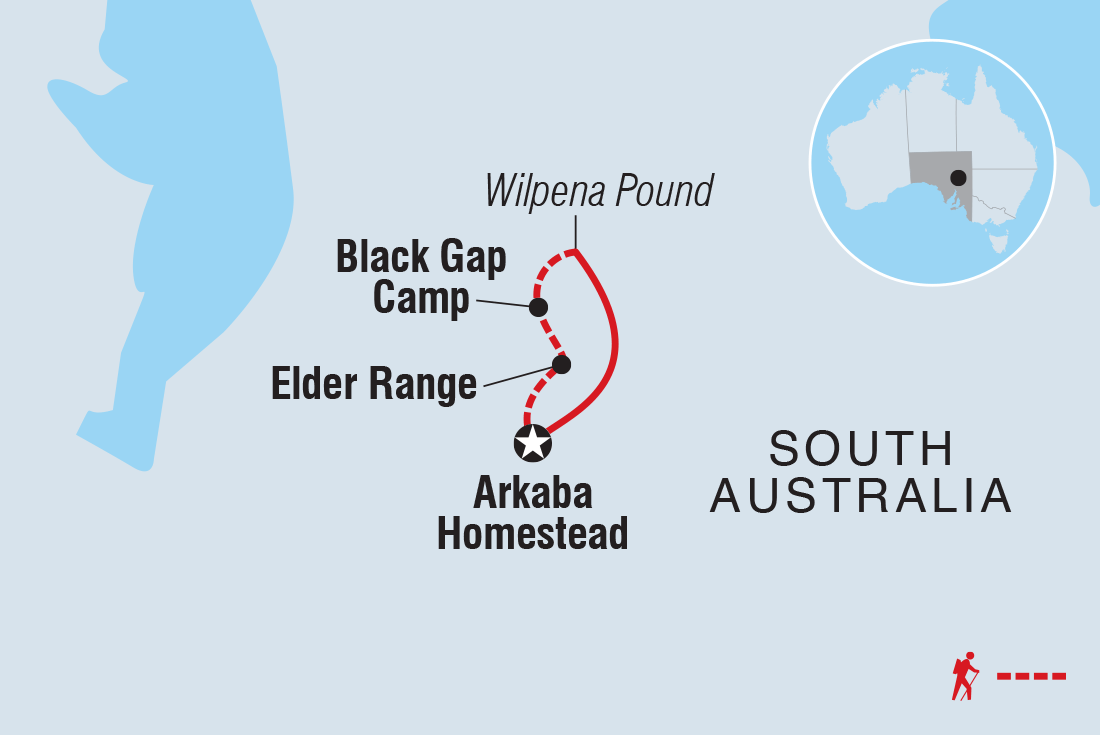 South Australia's Arkaba Walk (ex-Flinders Ranges) Itinerary Map