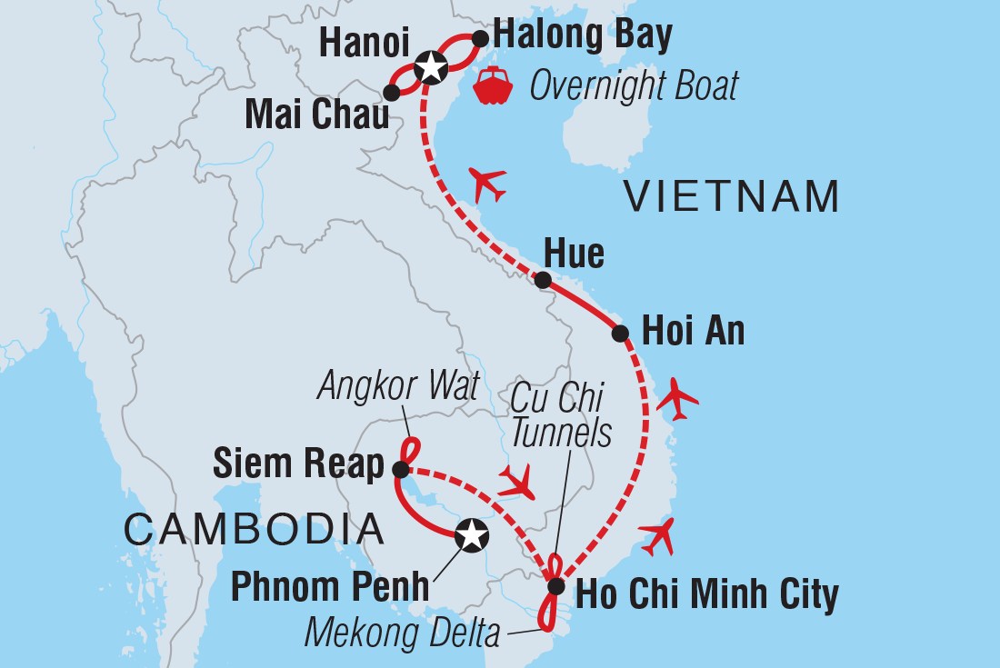 Premium Cambodia & Vietnam in Depth Itinerary Map