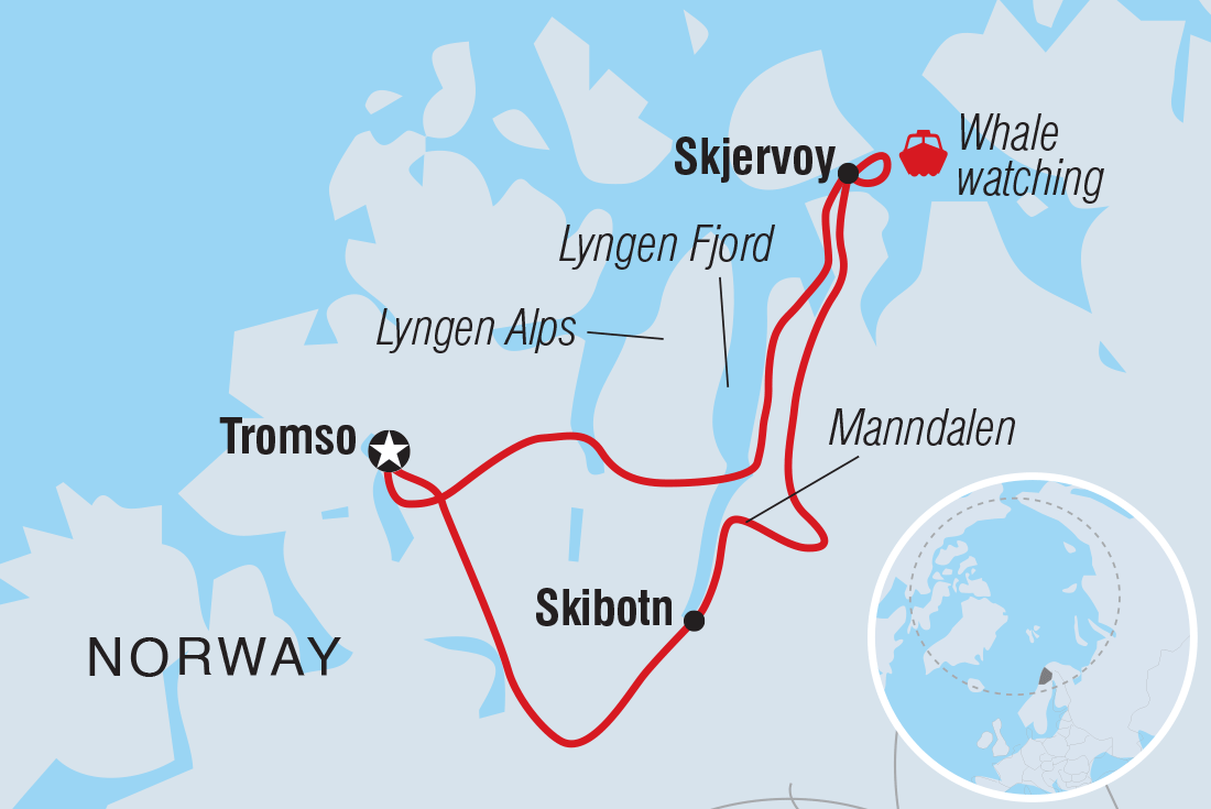 Northern Norway in Winter route map