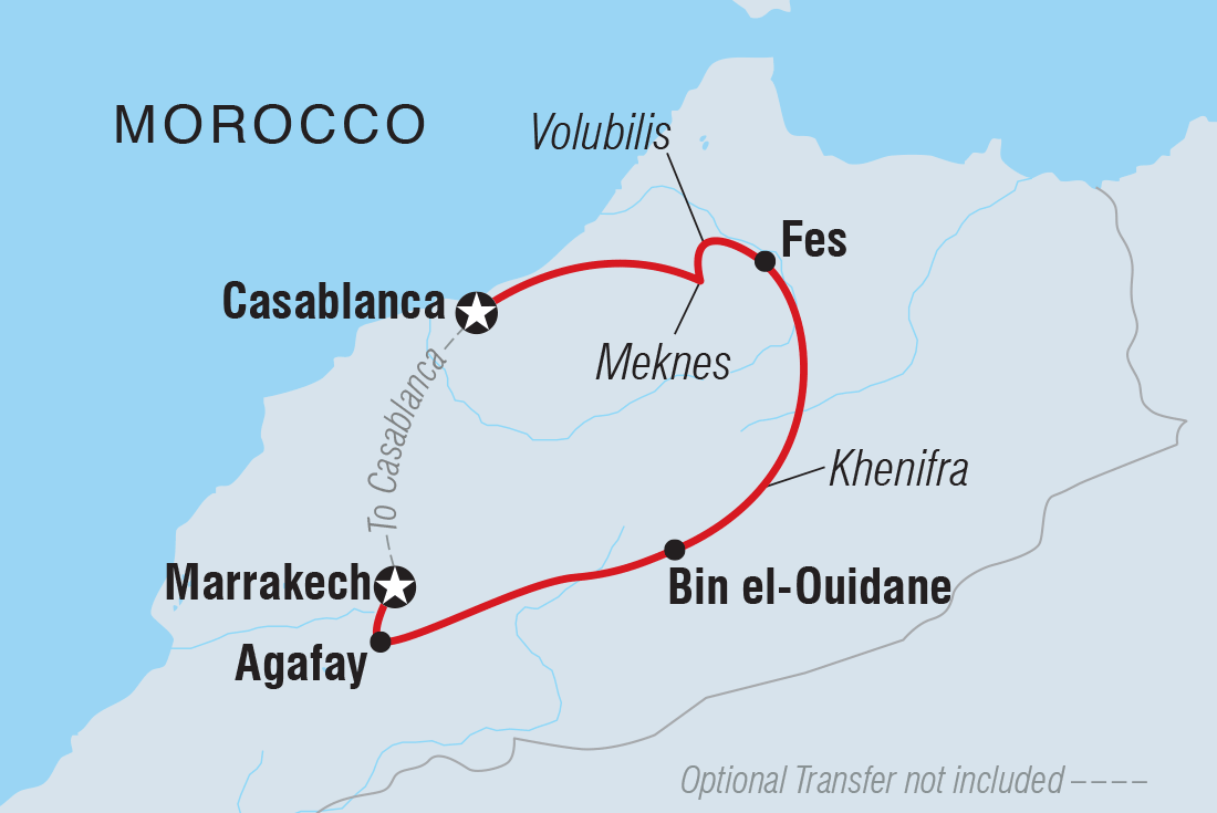Premium Morocco Highlights Itinerary Map