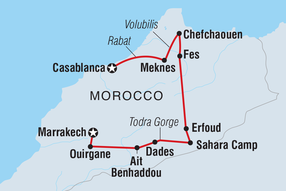 Premium Morocco in Depth route map
