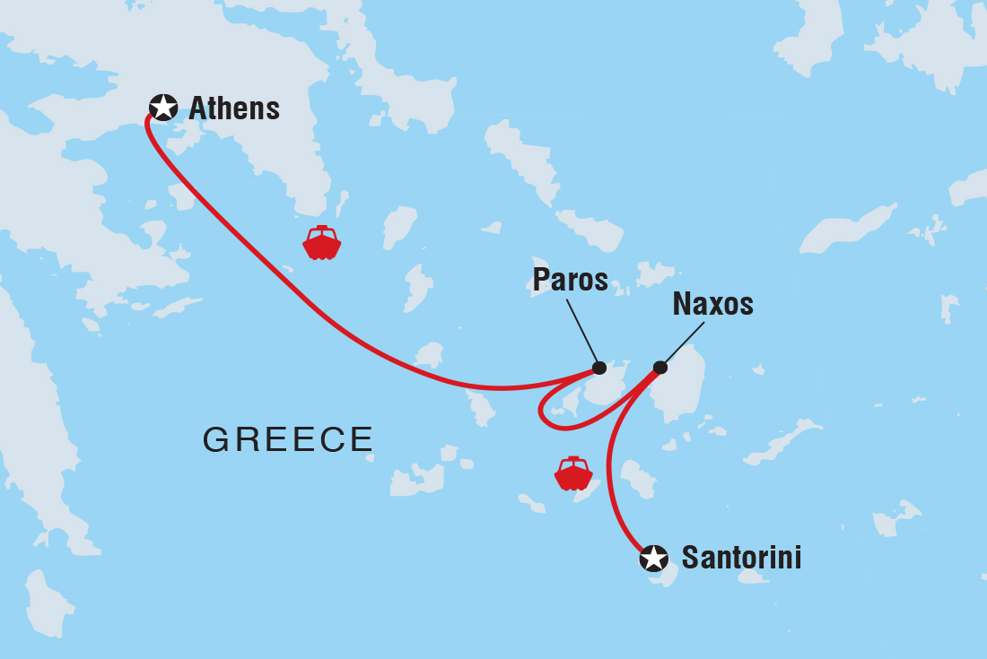Premium Greece Cyclades Islands Itinerary Map