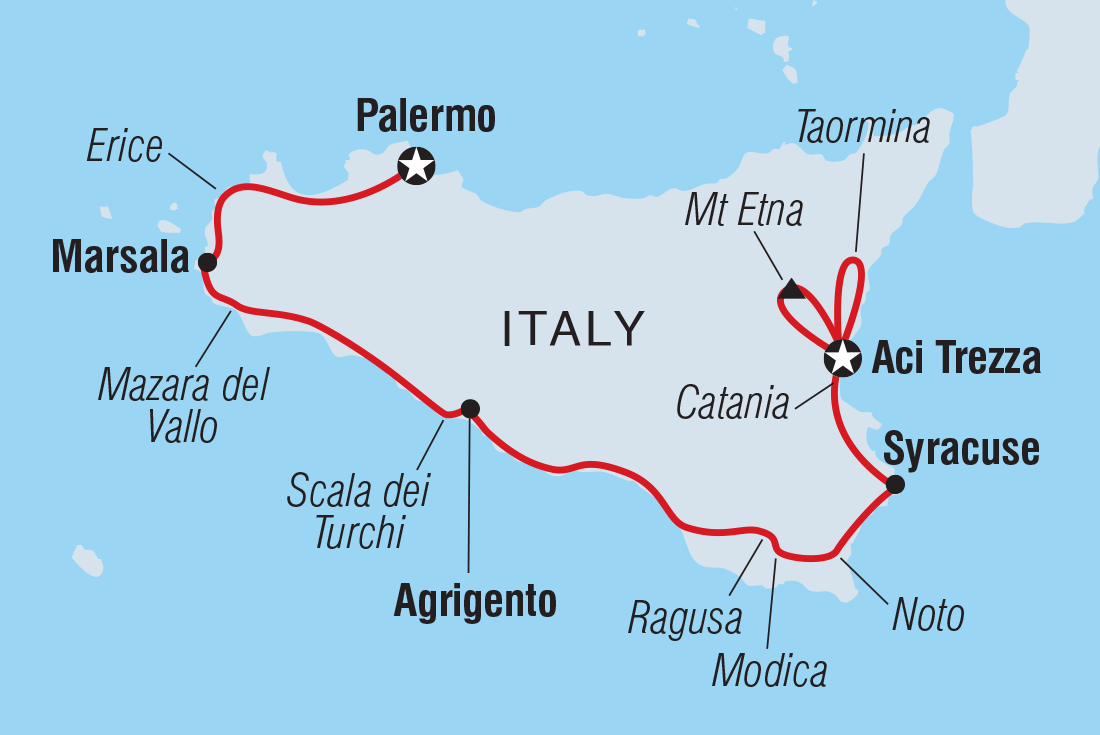 Premium Sicily Itinerary Map