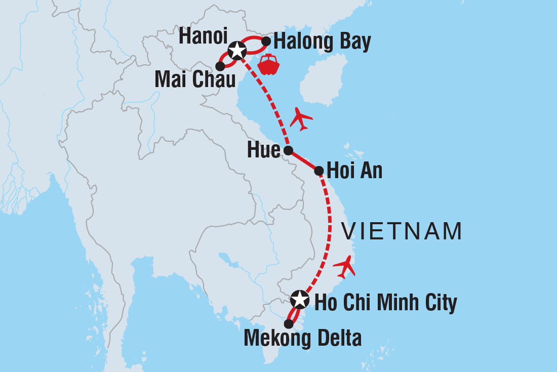 Premium Vietnam in Depth Itinerary Map