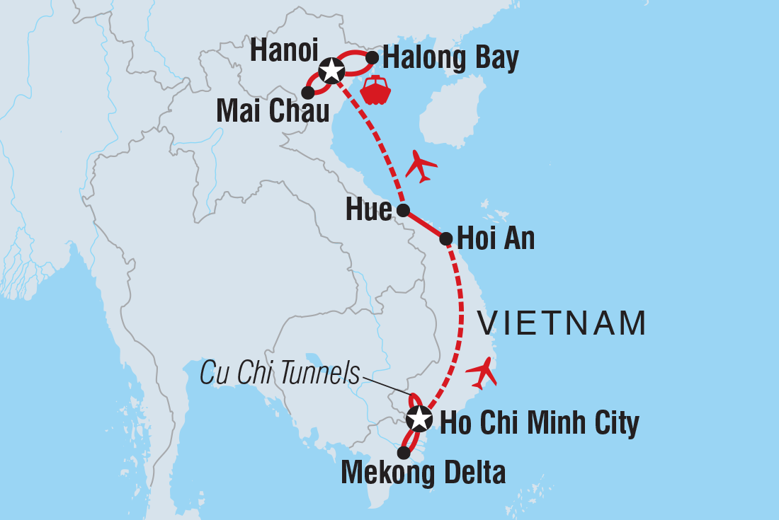 Premium Vietnam in Depth Itinerary Map