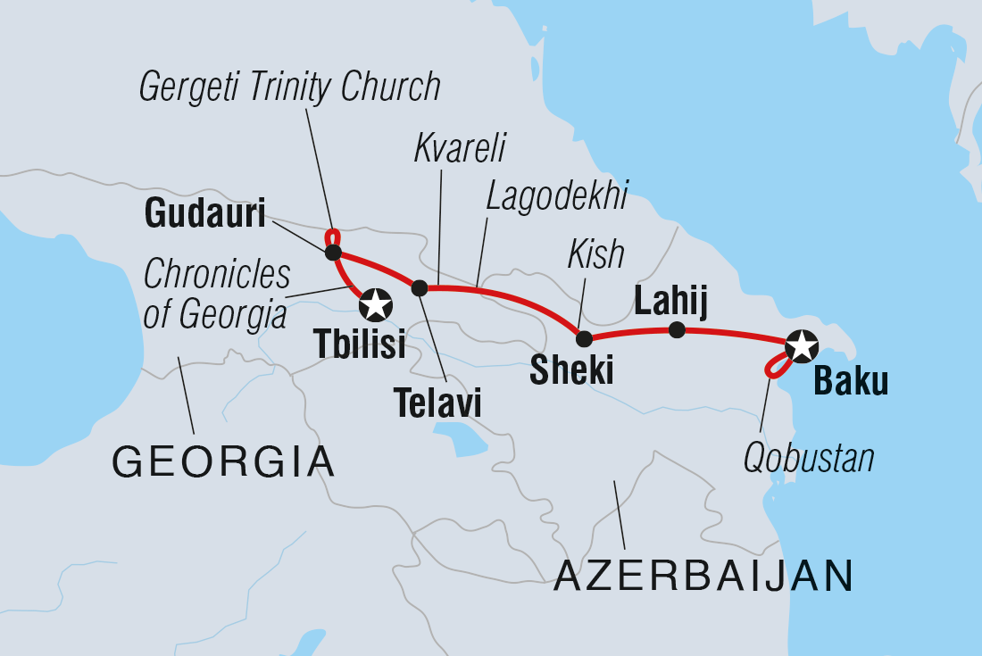 Highlights of Azerbaijan & Georgia Itinerary Map