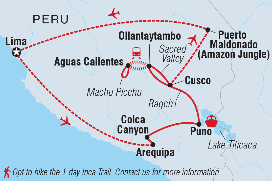 Premium Peru in Depth route map