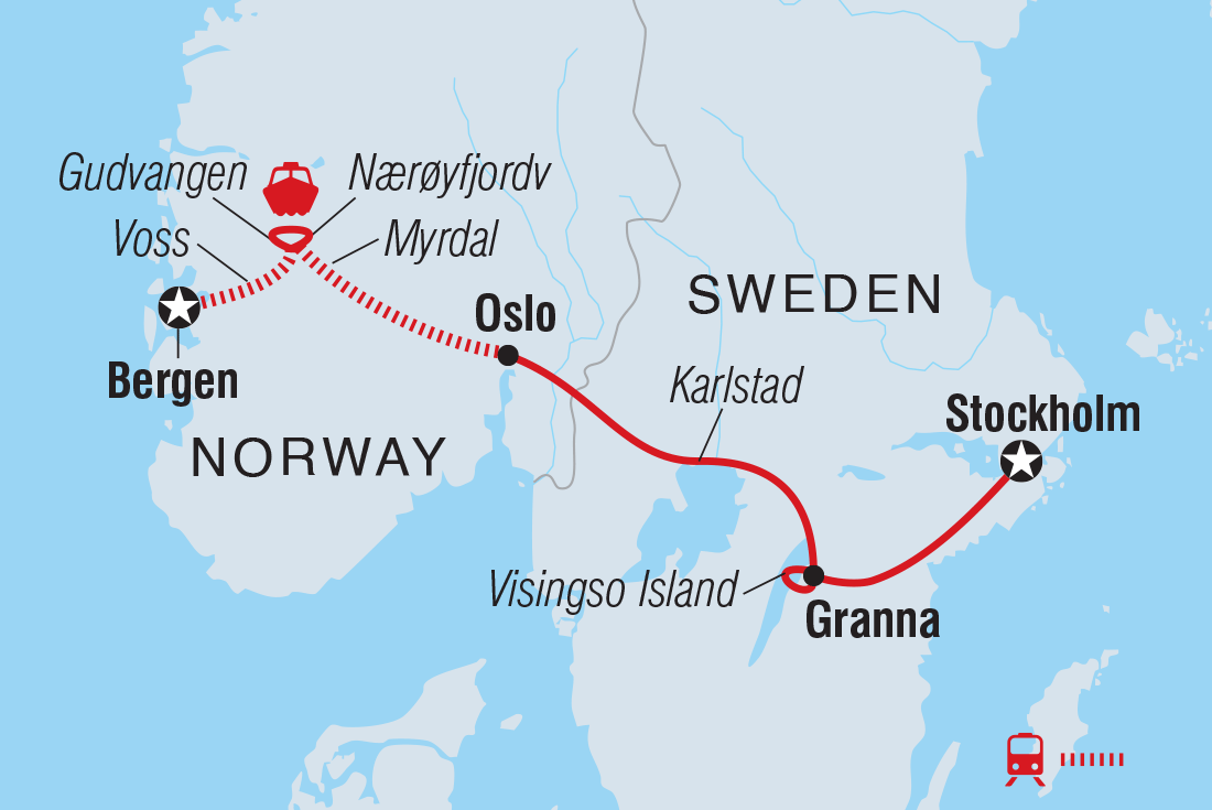 Premium Sweden and Norway Itinerary Map