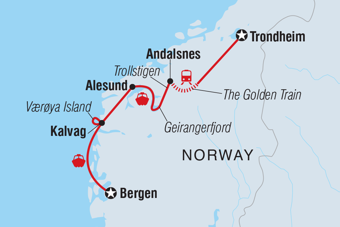 Premium Norwegian Fjords route map