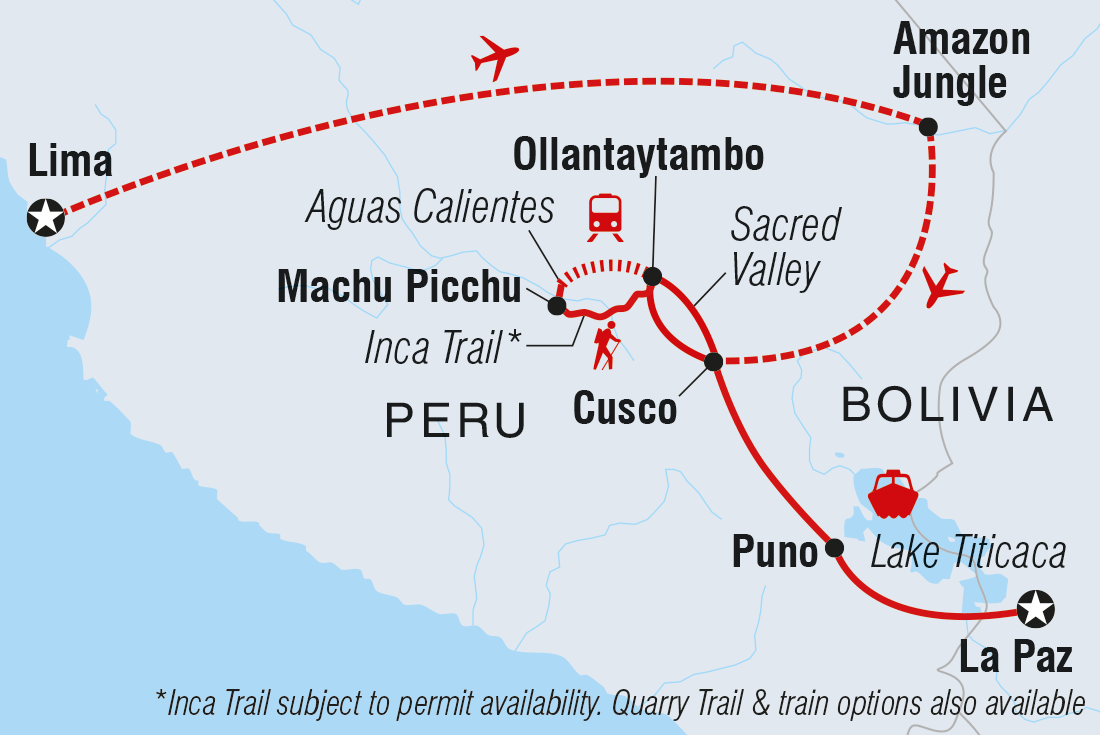 Sacred Land of the Incas Itinerary Map
