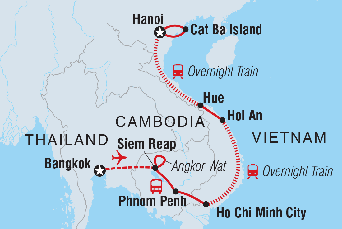 Cambodia & Vietnam Experience route map