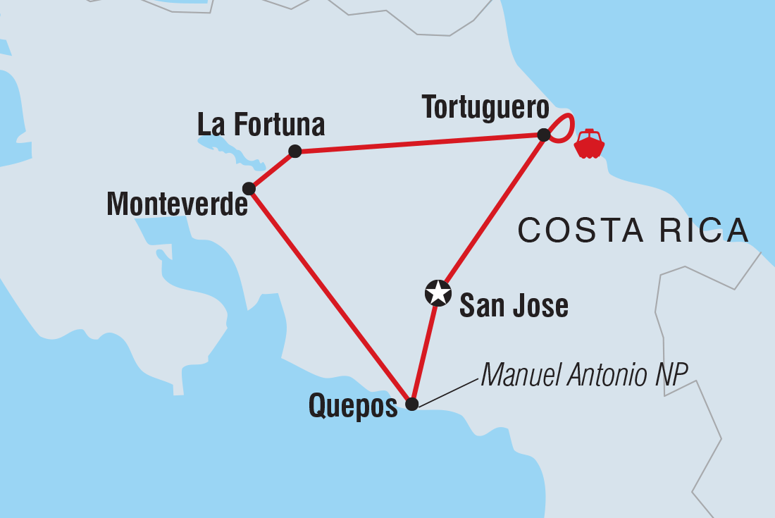 Simply Costa Rica route map