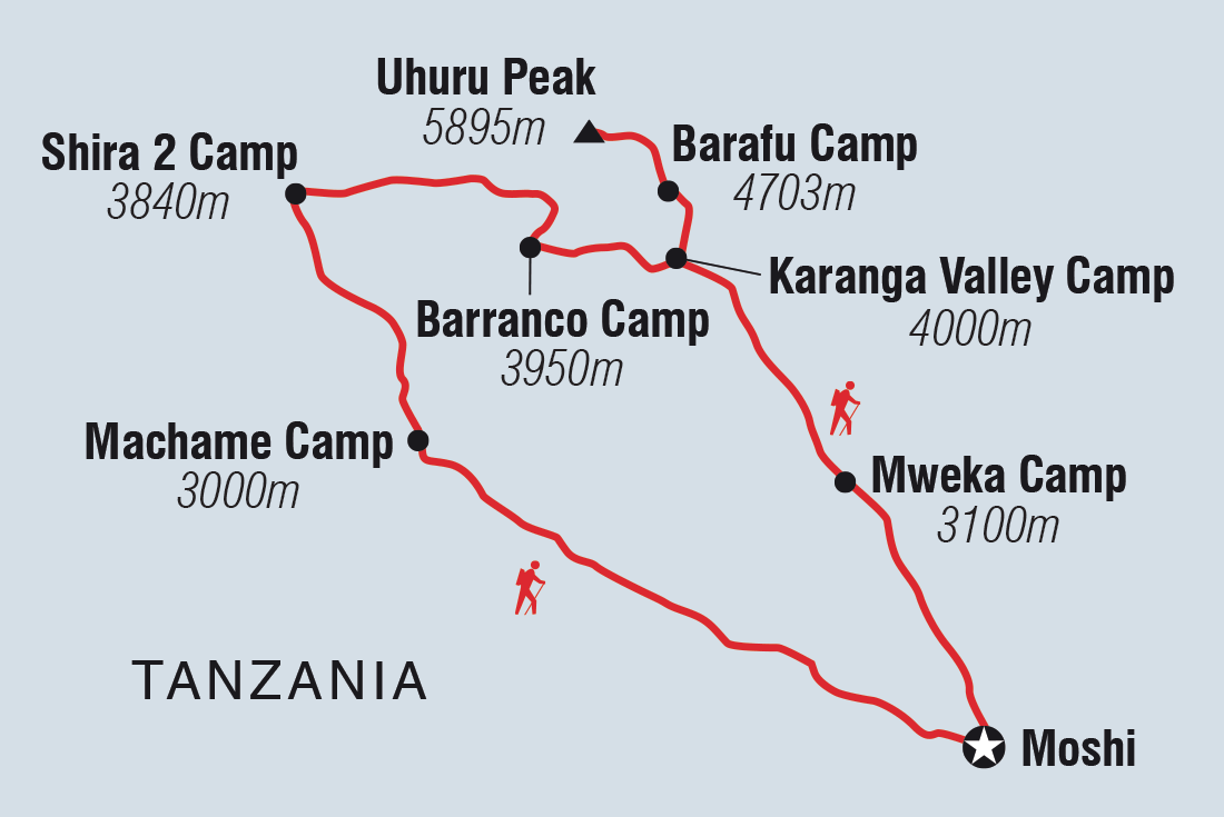 Kilimanjaro: Machame Route Itinerary Map