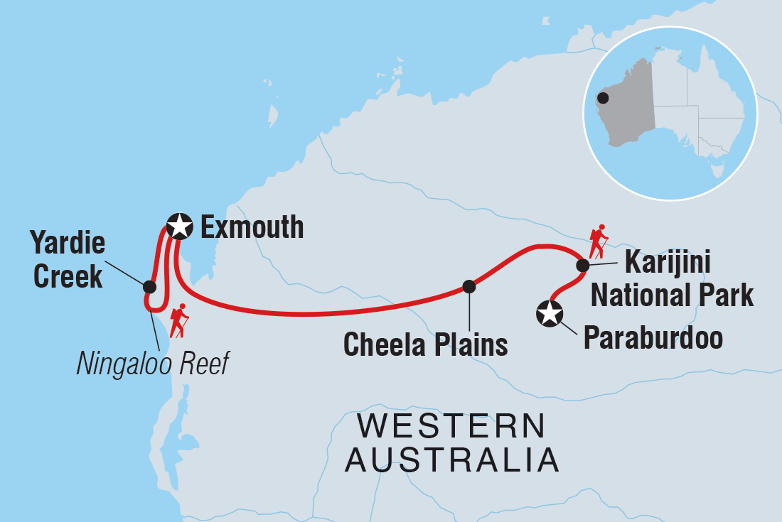 Walk Western Australia's Karijini & Ningaloo Reef Itinerary Map