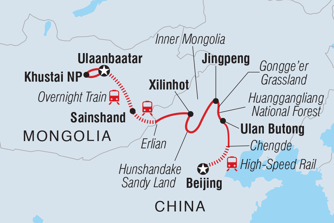 Trans-Mongolian Railway Adventure Itinerary Map
