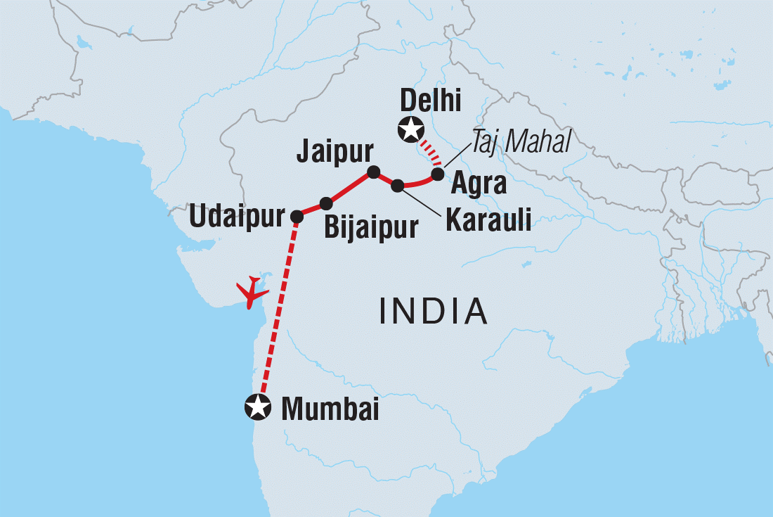 India Real Food Adventure Itinerary Map