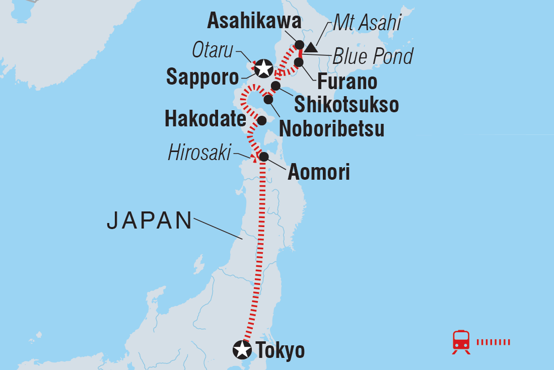 Northern Japan & Hokkaido Adventure route map