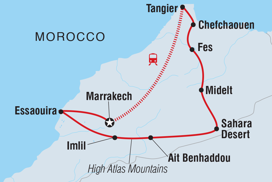 Best of Morocco Family Holiday Itinerary Map