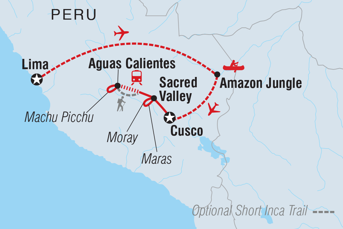 Peru Family Holiday Itinerary Map