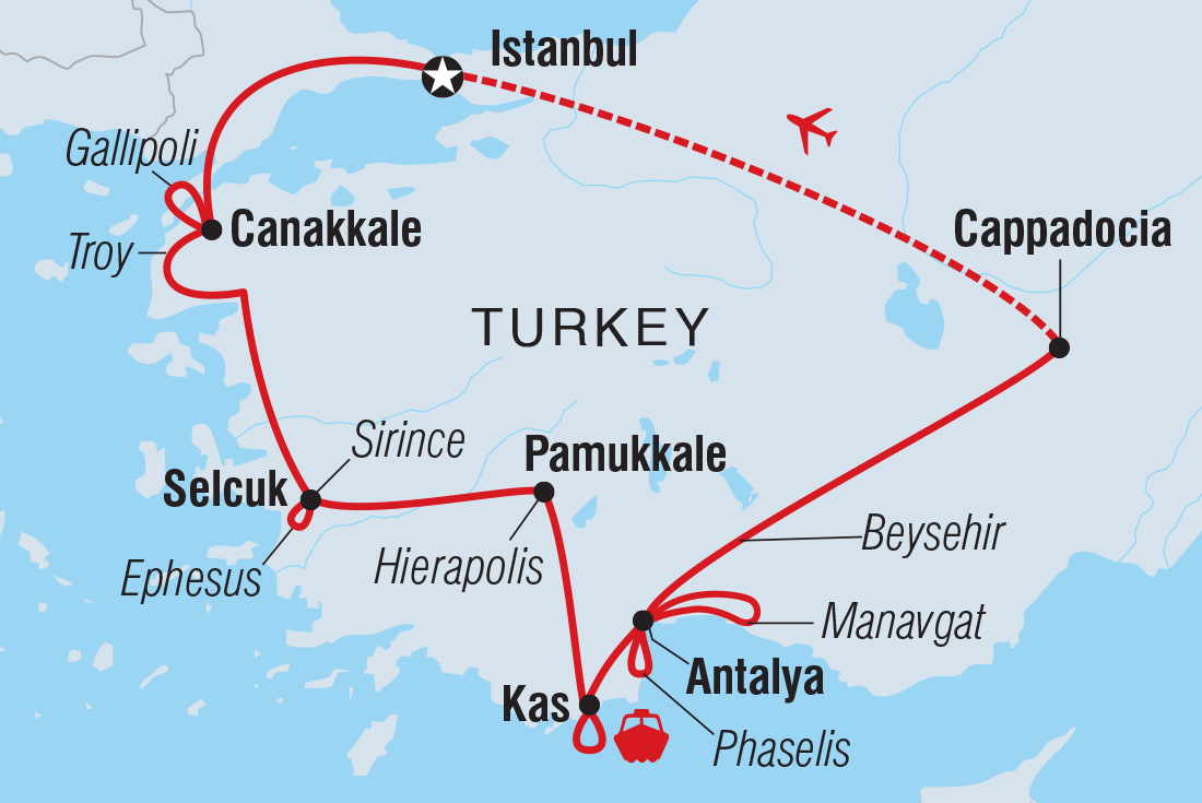 Premium Turkey in Depth Itinerary Map