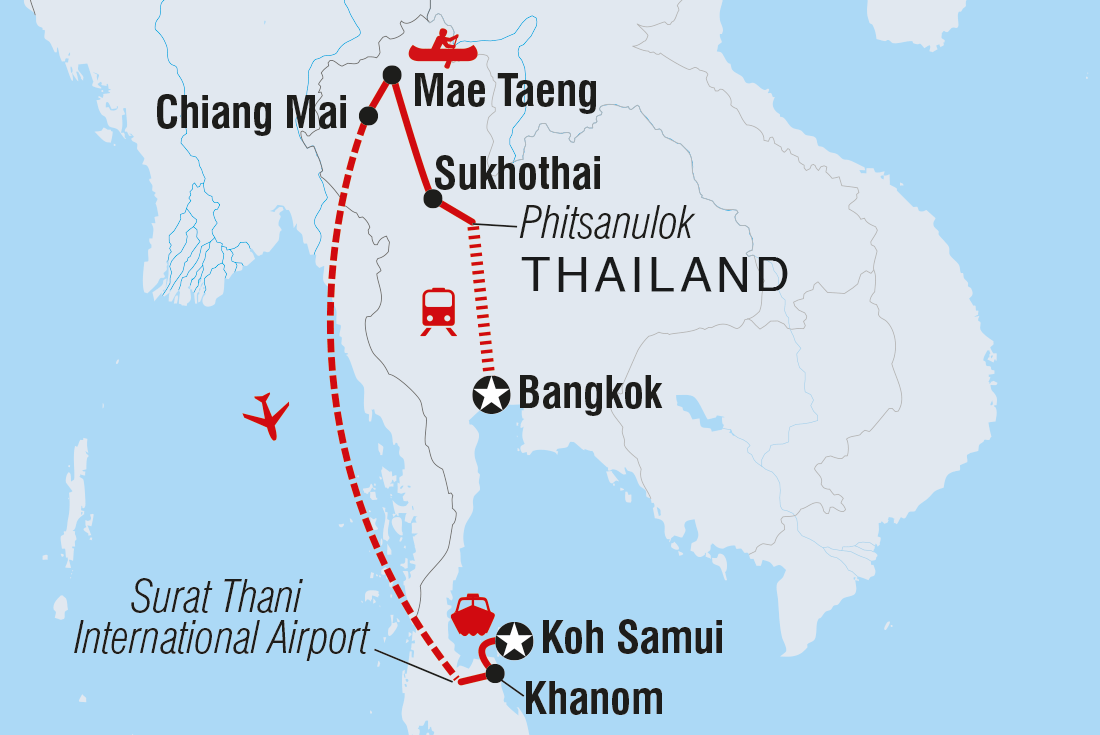 Thailand Premium Family Holiday Itinerary Map
