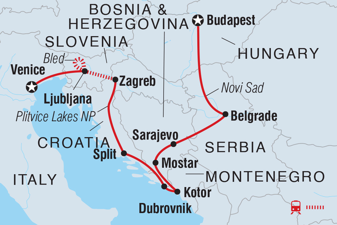 Budapest to Venice Itinerary Map