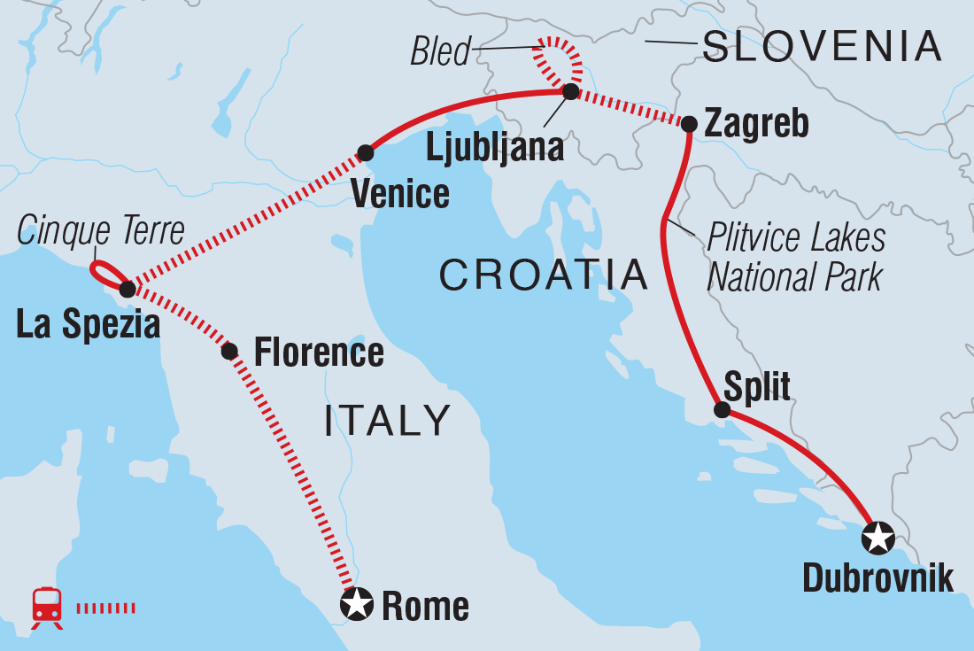 Dubrovnik to Rome Itinerary Map