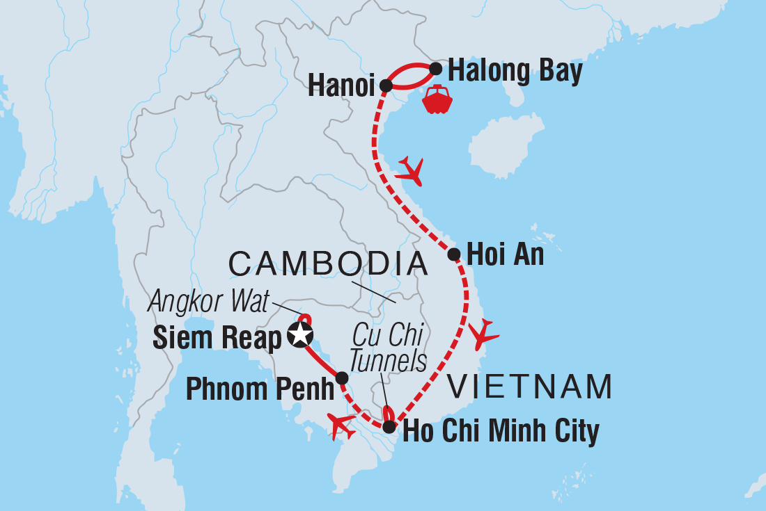 Premium Vietnam & Cambodia Itinerary Map