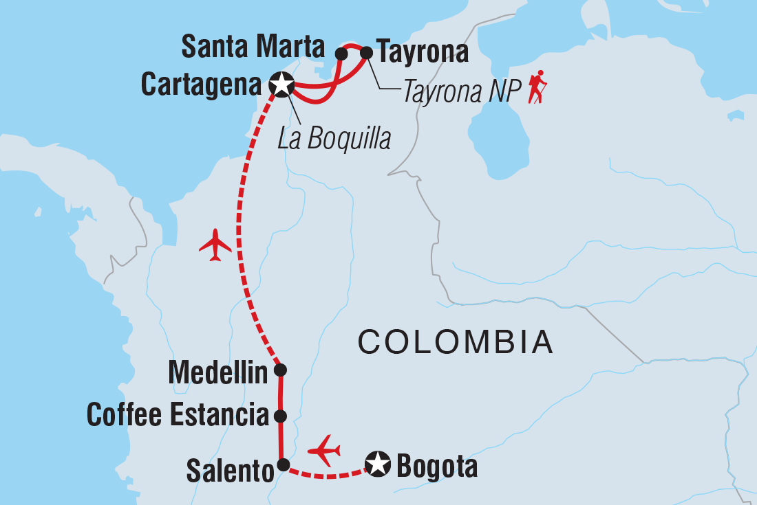 Best of Colombia Itinerary Map